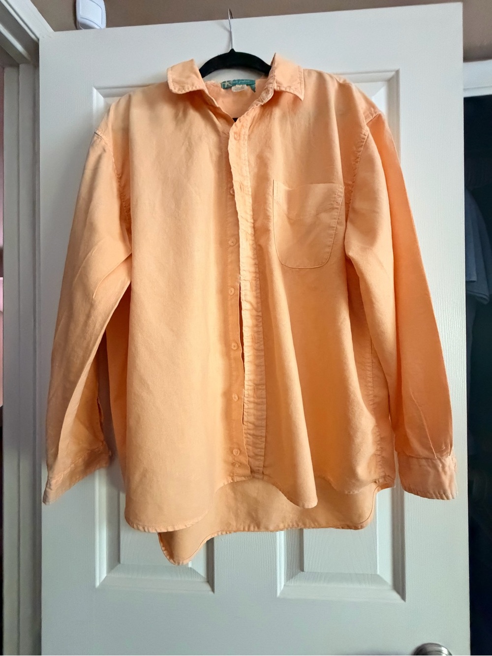 fresh produce Peach-Orange Button-Down Shirt 100% cotton